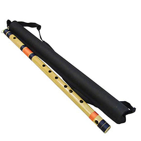 Zaza Percussion- Professional  Scale F Middle 14.5'' Inches Polished Bamboo Bansuri Flute (Indian Flute)  With Carry Bag